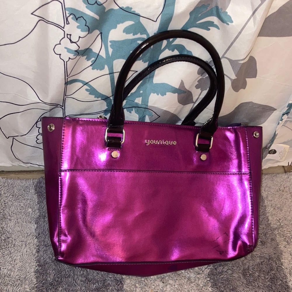 Medium size travel purse metallic magenta